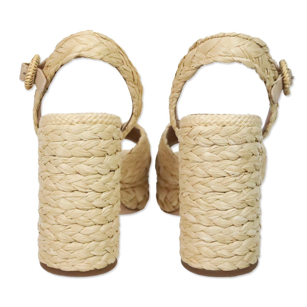 Kate Spade Beige Braided Raffia Jute Sandal