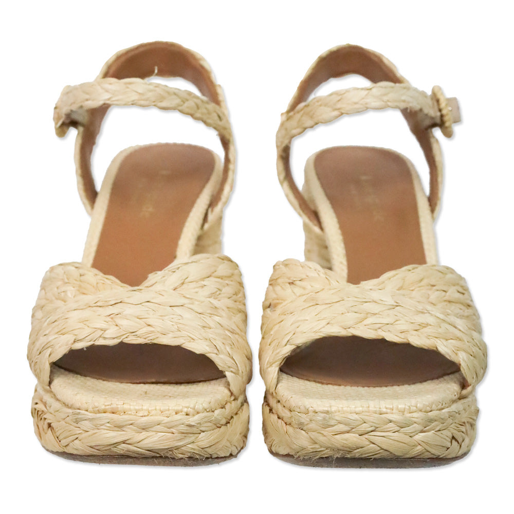 Kate Spade Beige Braided Raffia Jute Sandal