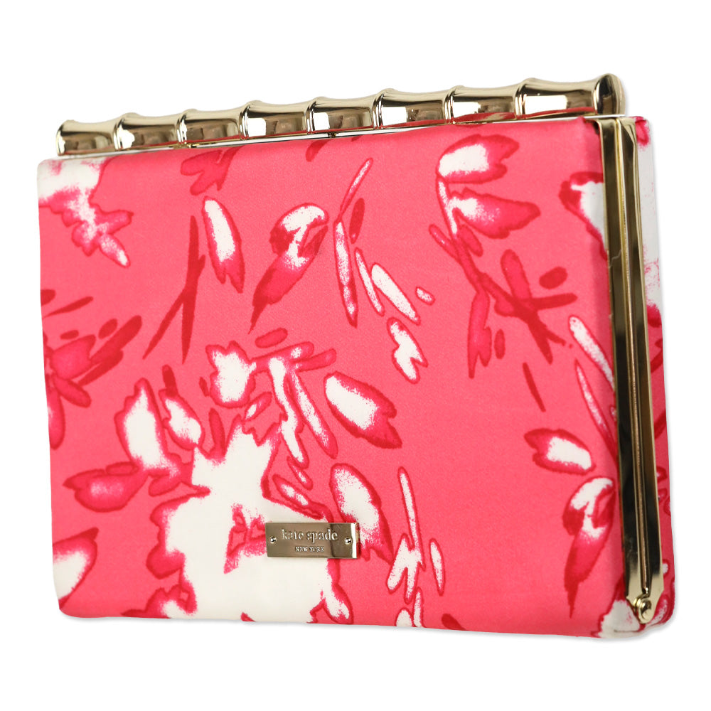 Kate Spade Belles Rissa Coral Silk Frame Evening Clutch