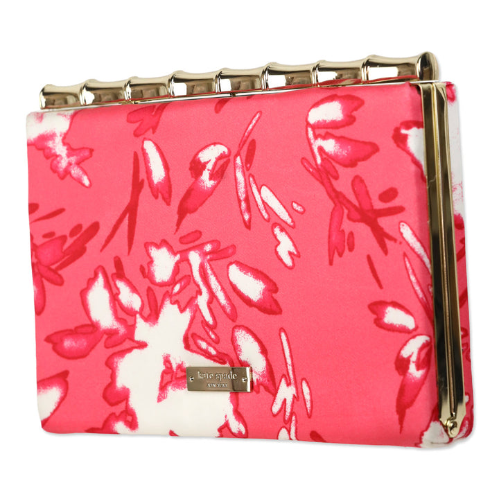 Kate Spade Belles Rissa Coral Silk Frame Evening Clutch