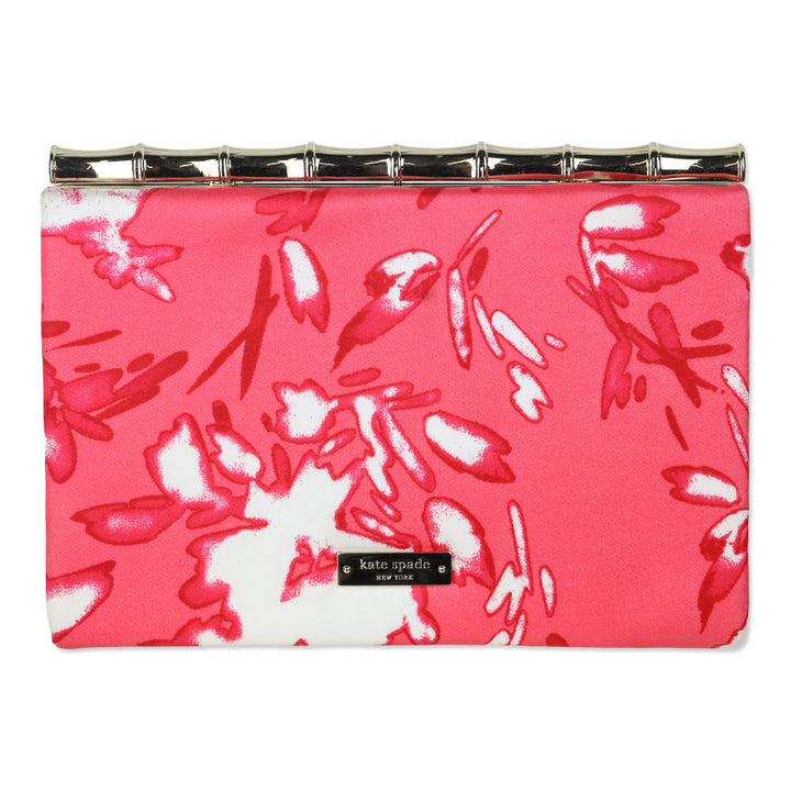 Kate Spade Belles Rissa Coral Silk Frame Evening Clutch