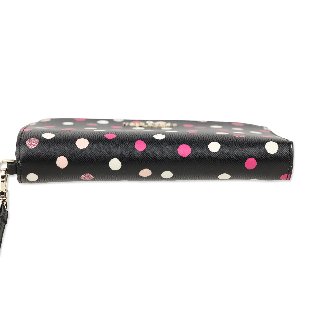 Kate Spade Black Multi Glimmer Dot Print Staci Phone Wallet Wristlet
