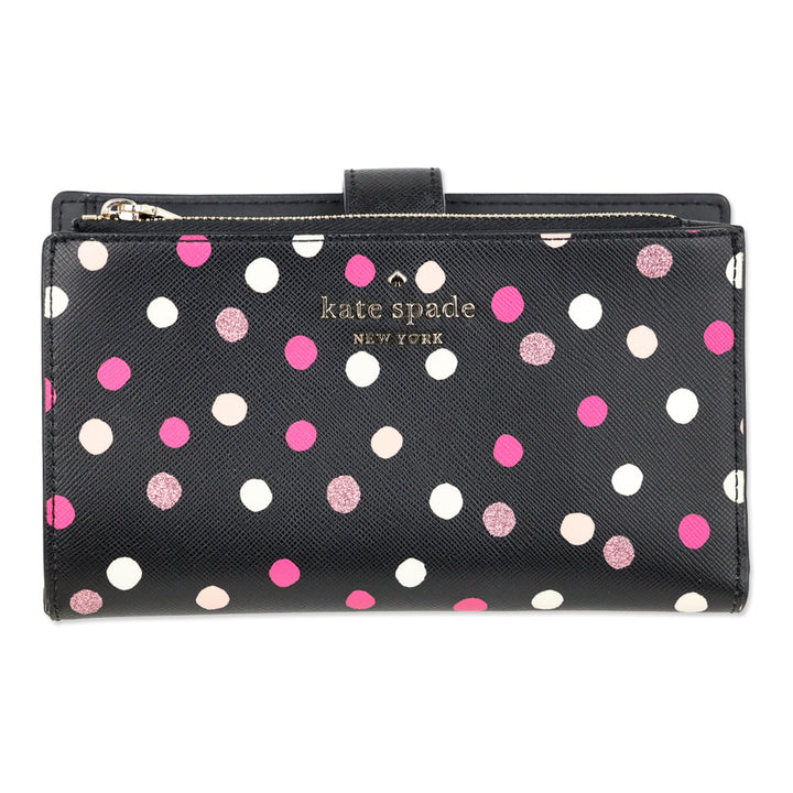Kate Spade Black Multi Glimmer Dot Print Staci Phone Wallet Wristlet