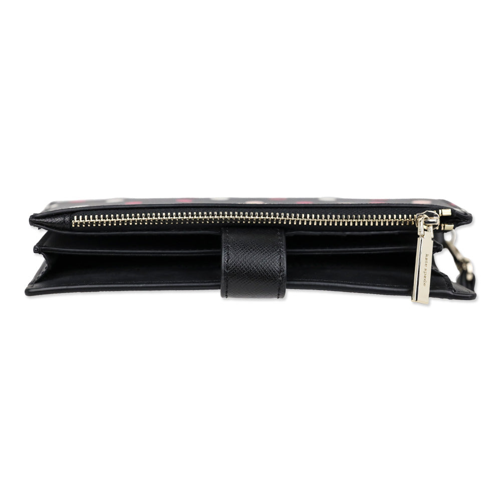 Kate Spade Black Multi Glimmer Dot Print Staci Phone Wallet Wristlet