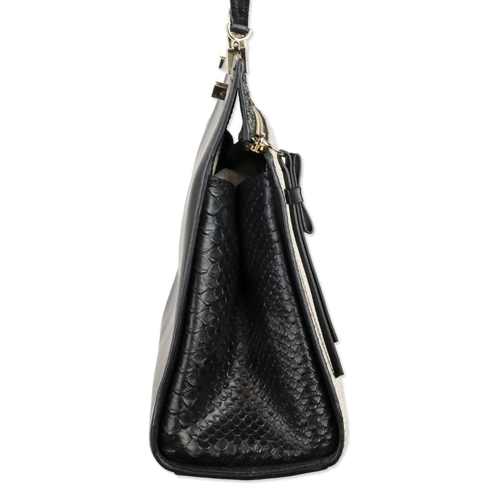 Kate Spade Black/White Snakeskin Shaw Street Kegan Satchel