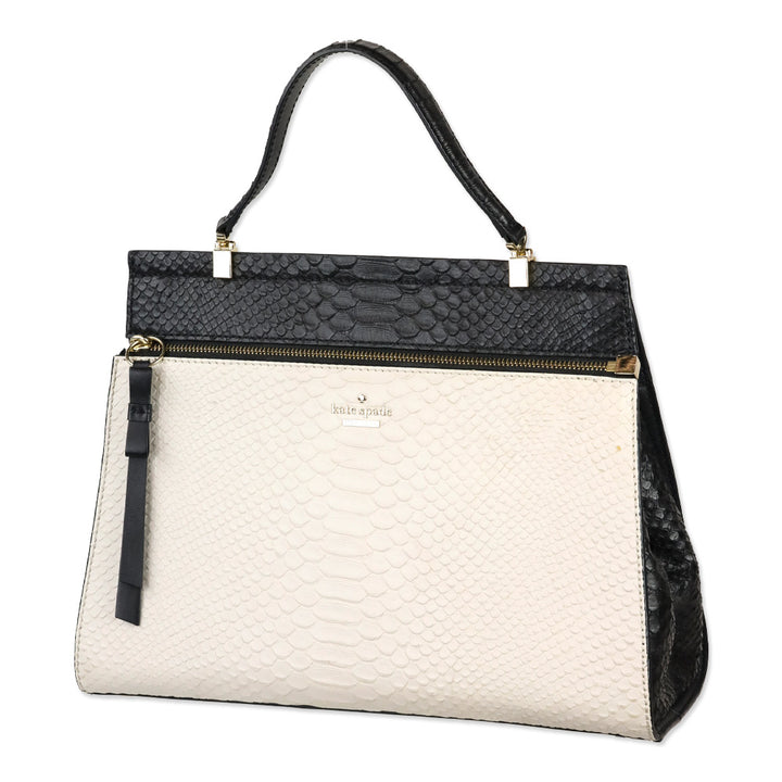 Kate Spade Black/White Snakeskin Shaw Street Kegan Satchel