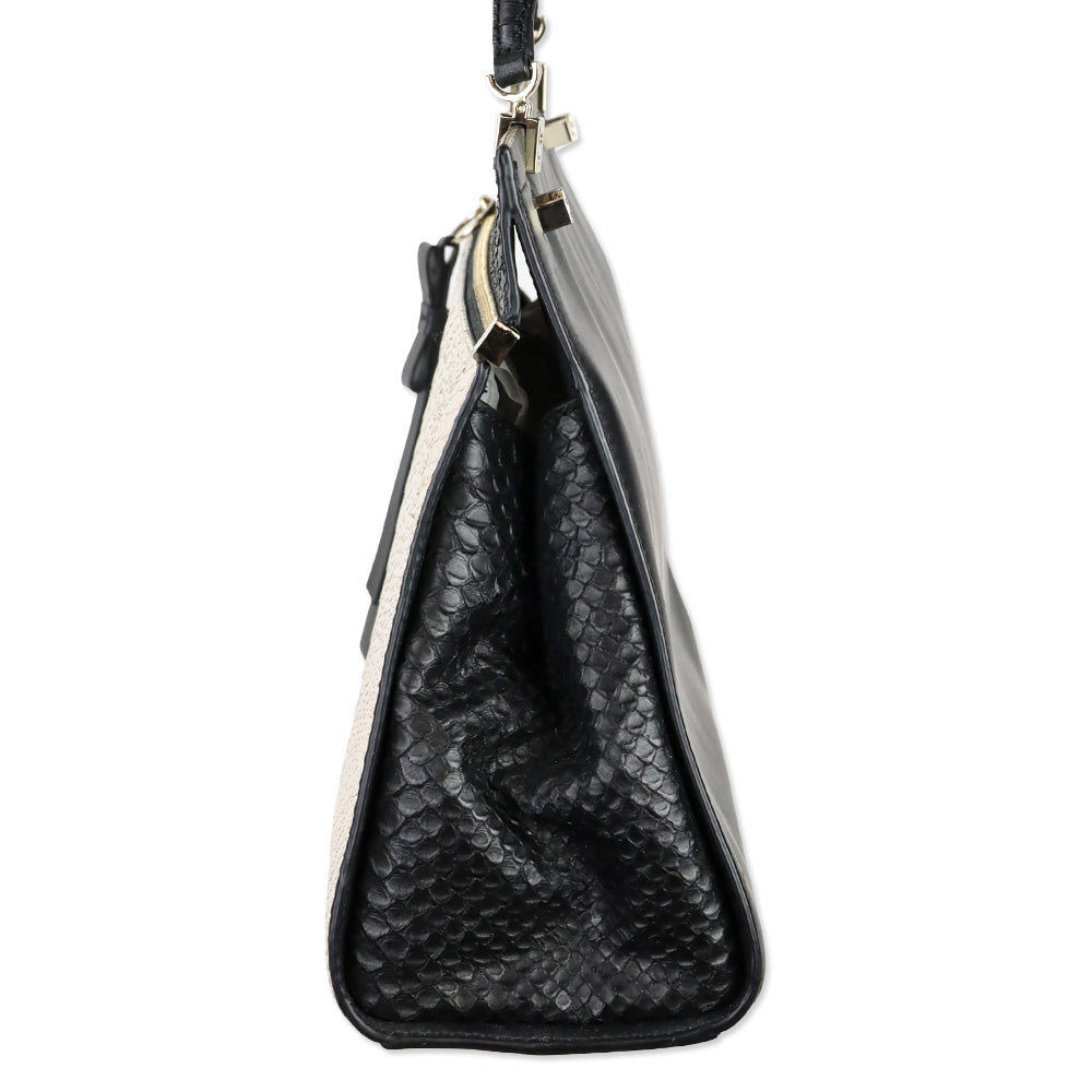 Kate Spade Black/White Snakeskin Shaw Street Kegan Satchel