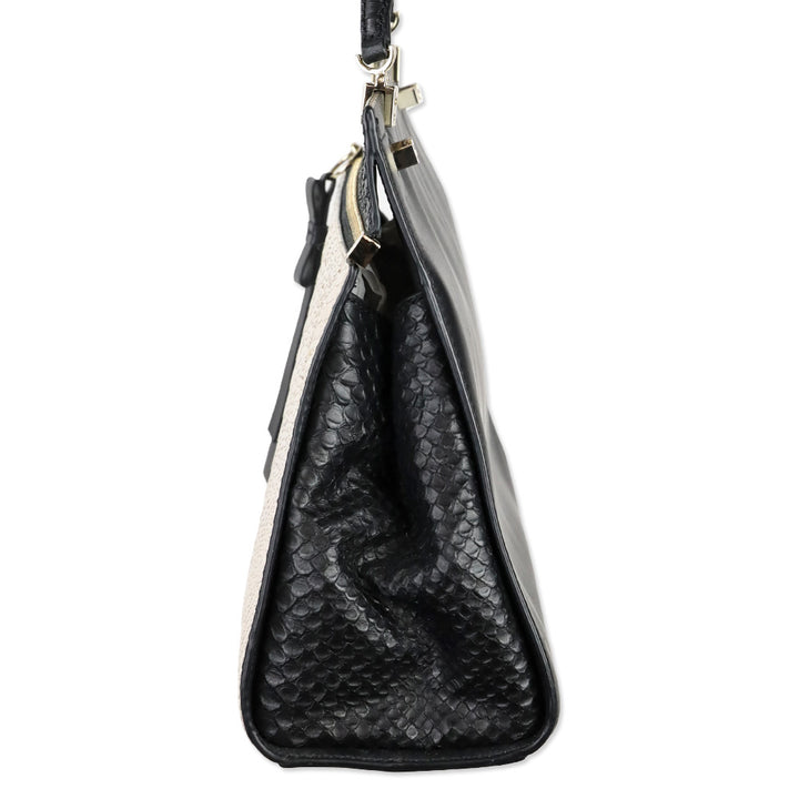 Kate Spade Black/White Snakeskin Shaw Street Kegan Satchel