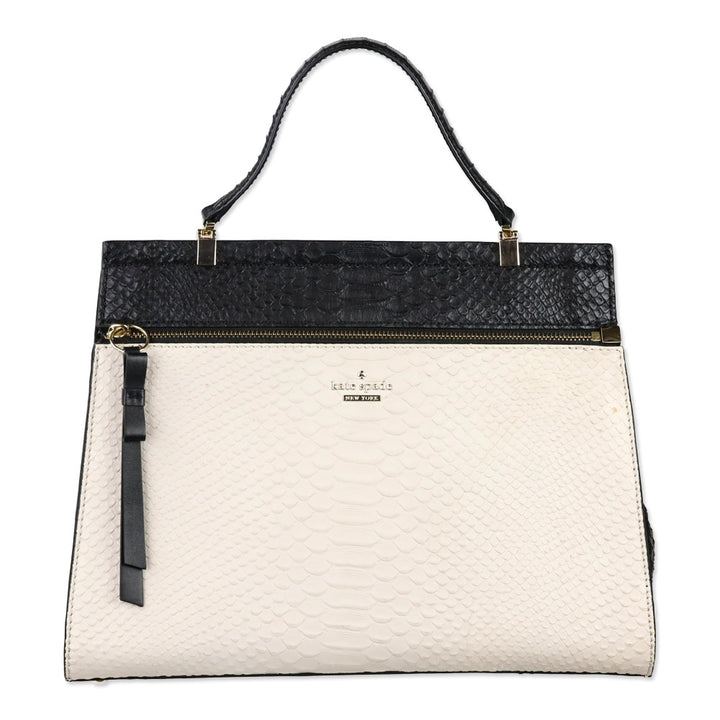 Kate Spade Black/White Snakeskin Shaw Street Kegan Satchel
