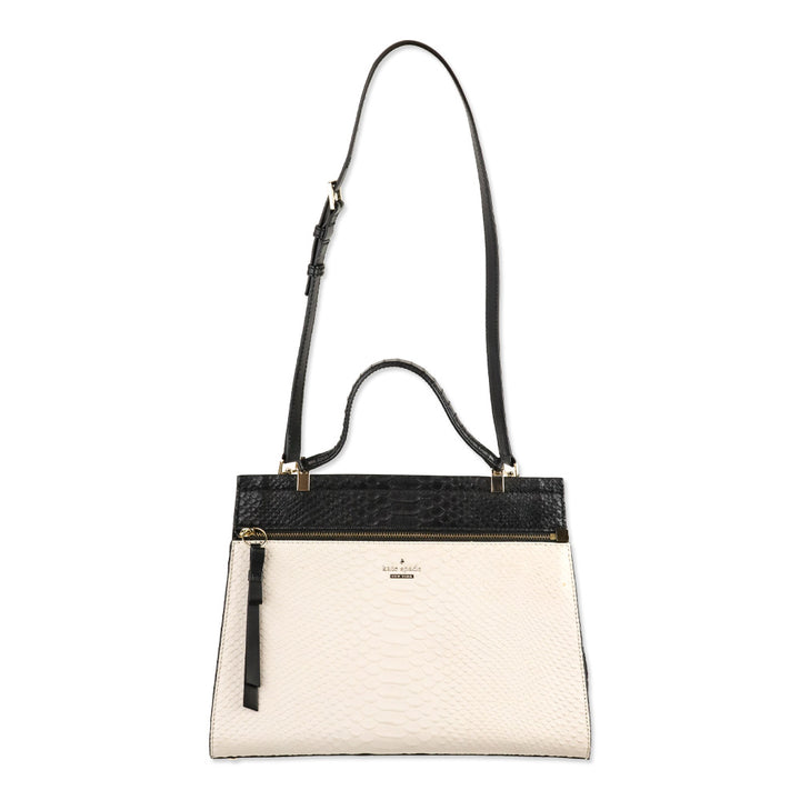 Kate Spade Black/White Snakeskin Shaw Street Kegan Satchel