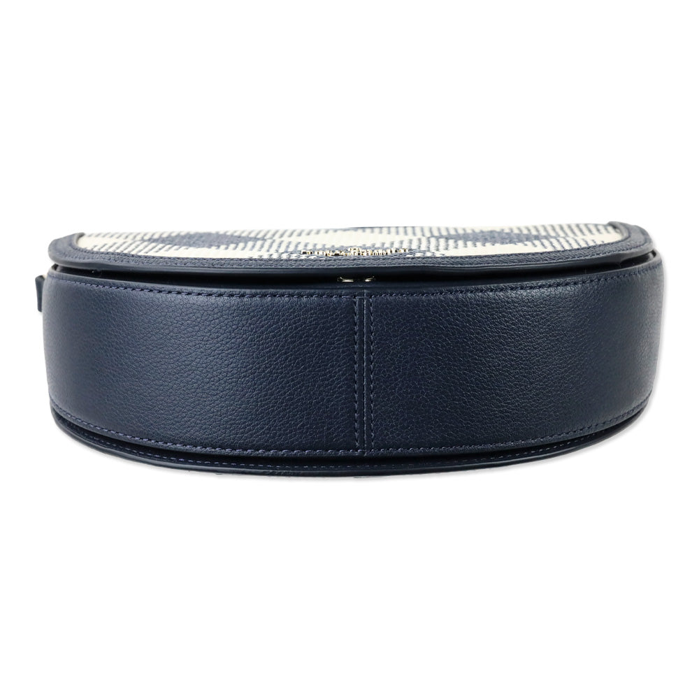Kate Spade Blazer Blue Luna Woven Gingham Crescent Crossbody