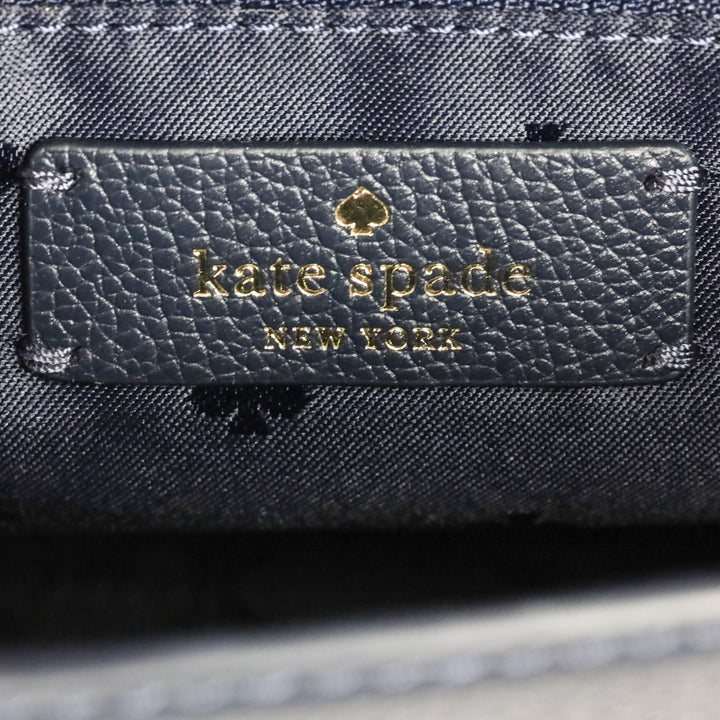 Kate Spade Blazer Blue Luna Woven Gingham Crescent Crossbody