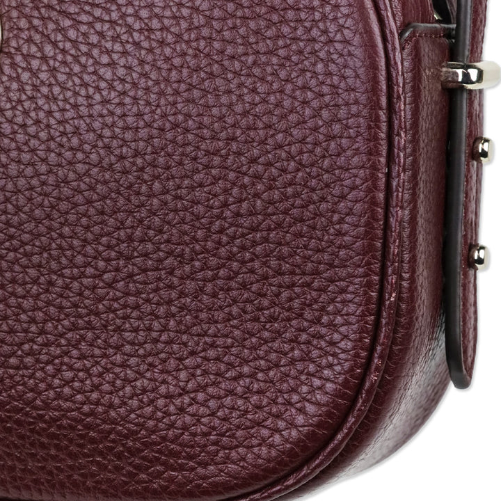 Kate Spade Burgundy Pebbled Leather Polly Medium Crossbody Camera Bag with Tassel