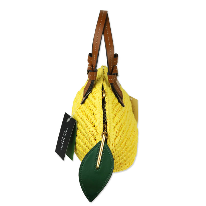 Kate Spade Dandelion Lemon Drop Straw 3d Crossbody Tote