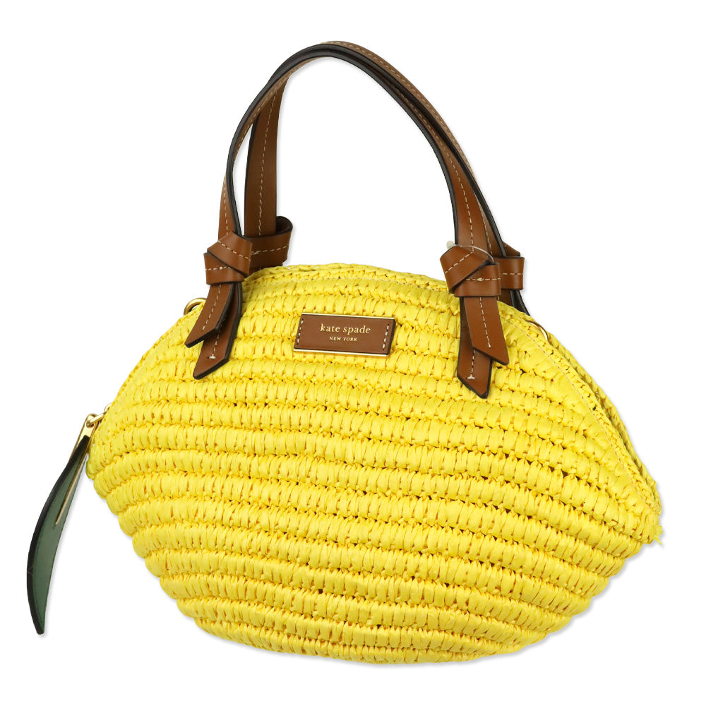 Kate Spade Dandelion Lemon Drop Straw 3d Crossbody Tote