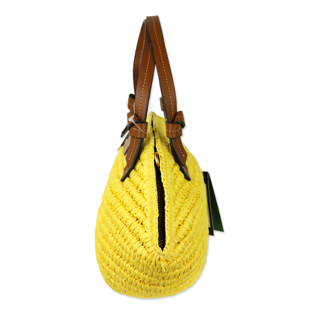 Kate Spade Dandelion Lemon Drop Straw 3d Crossbody Tote