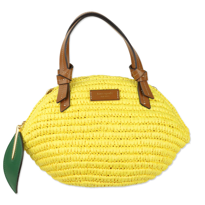 Kate Spade Dandelion Lemon Drop Straw 3d Crossbody Tote