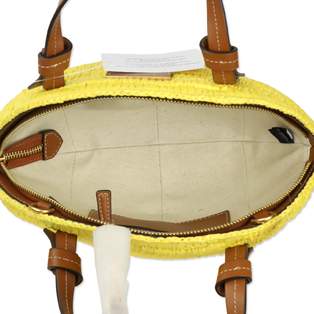 Kate Spade Dandelion Lemon Drop Straw 3d Crossbody Tote