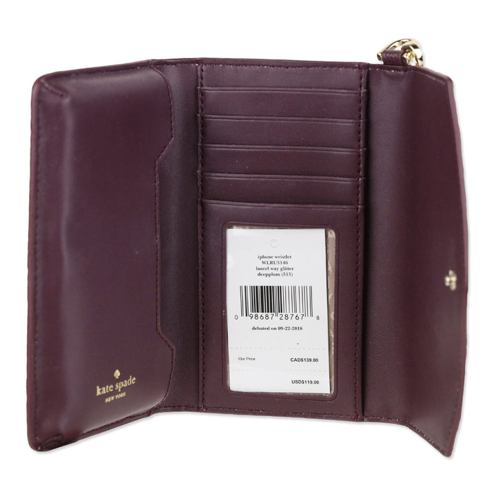 Kate Spade Deep Plum Laurel Way Glitter iPhone Wristlet