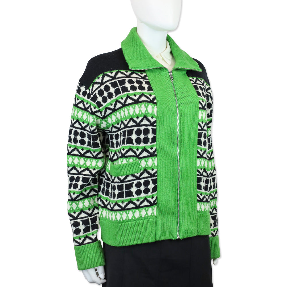 Kate Spade Green Noel Fair Isle Zip-Up Sweater