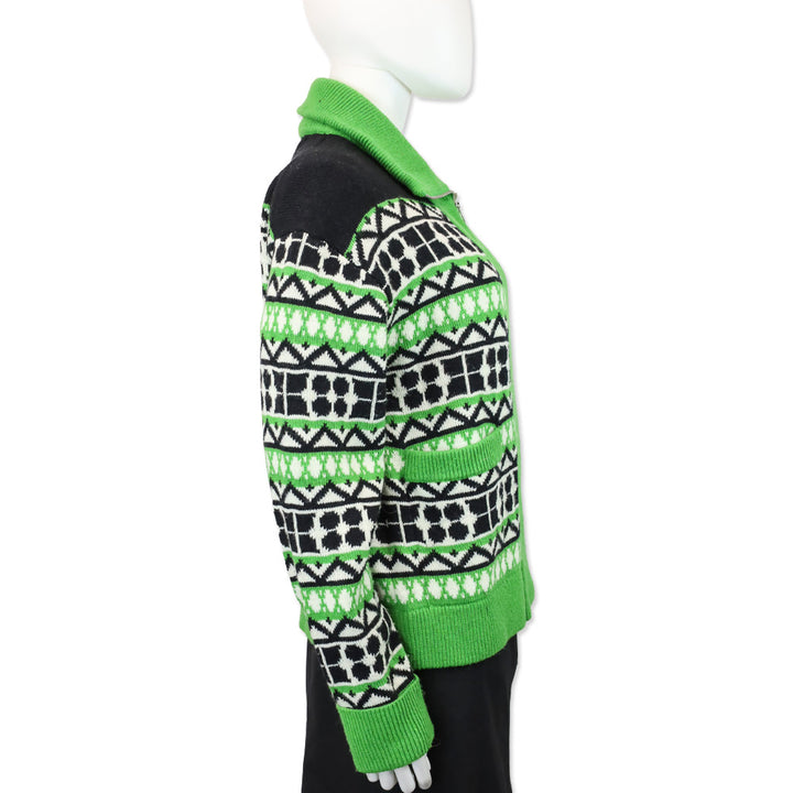 Kate Spade Green Noel Fair Isle Zip-Up Sweater