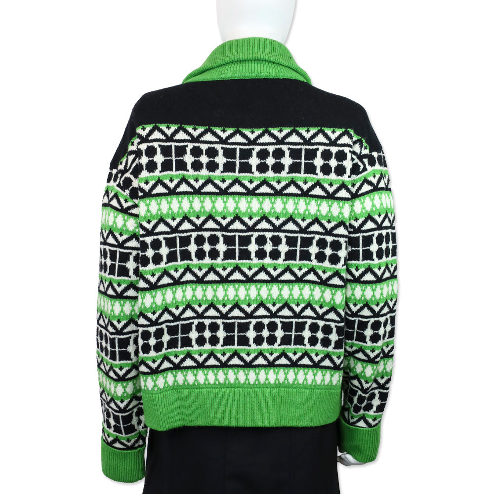 Kate Spade Green Noel Fair Isle Zip-Up Sweater