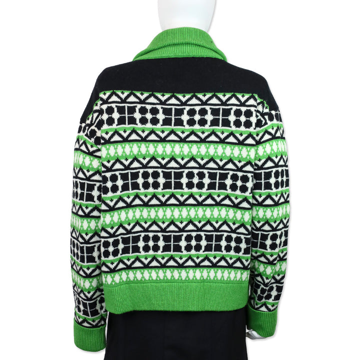 Kate Spade Green Noel Fair Isle Zip-Up Sweater
