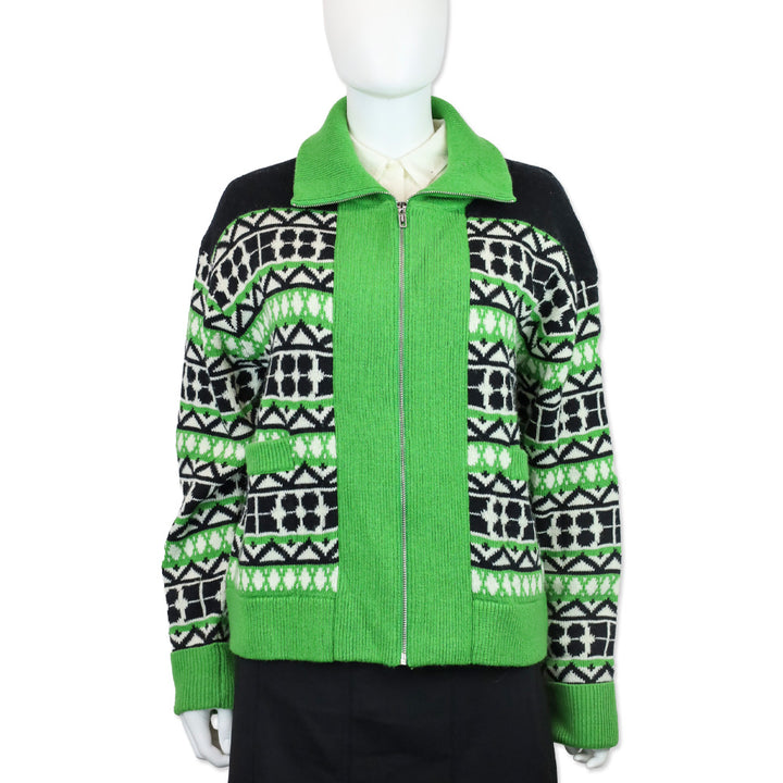 Kate Spade Green Noel Fair Isle Zip-Up Sweater