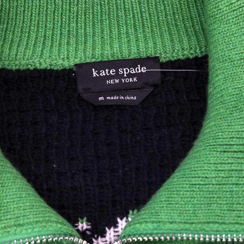 Kate Spade Green Noel Fair Isle Zip-Up Sweater