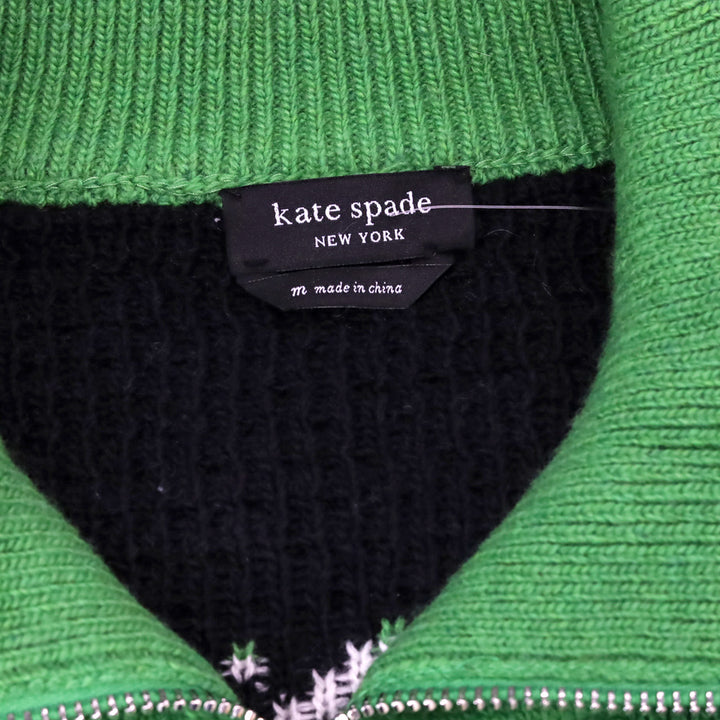 Kate Spade Green Noel Fair Isle Zip-Up Sweater