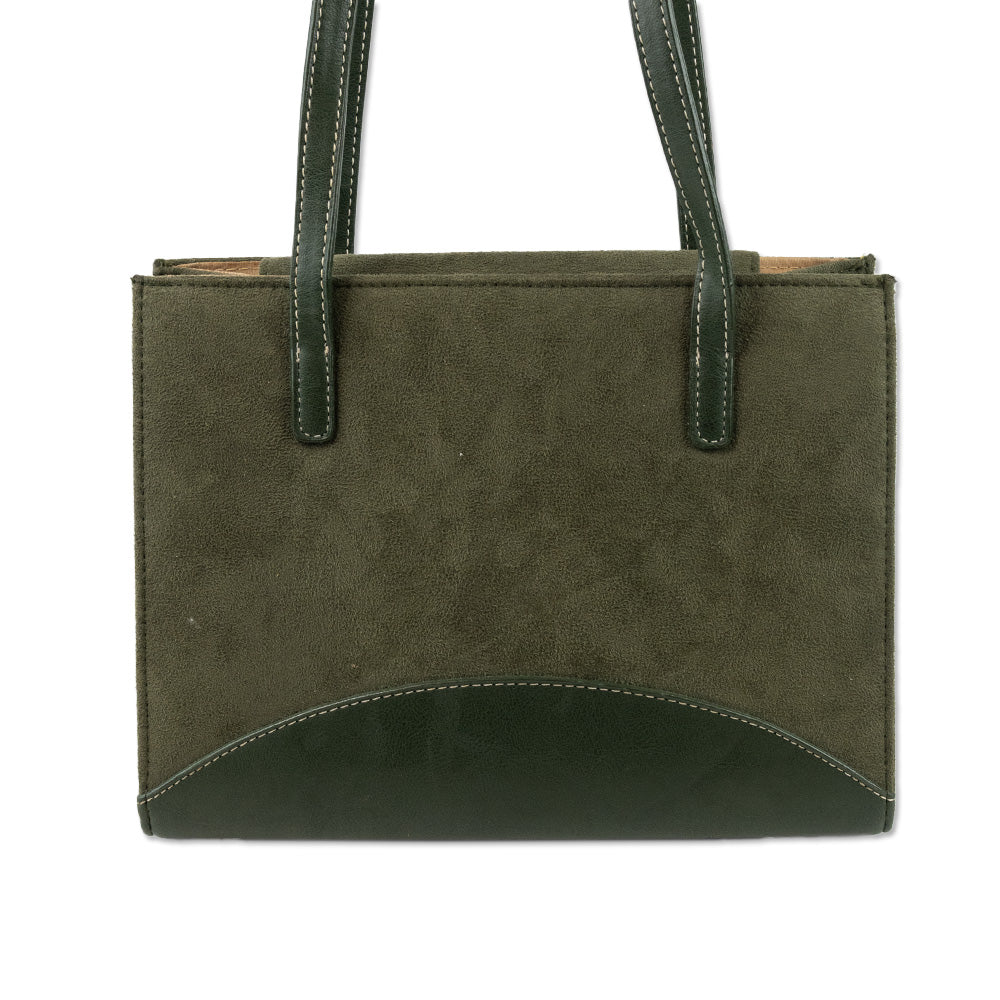 Kate Spade Green Suede and Leather Square Top Handle