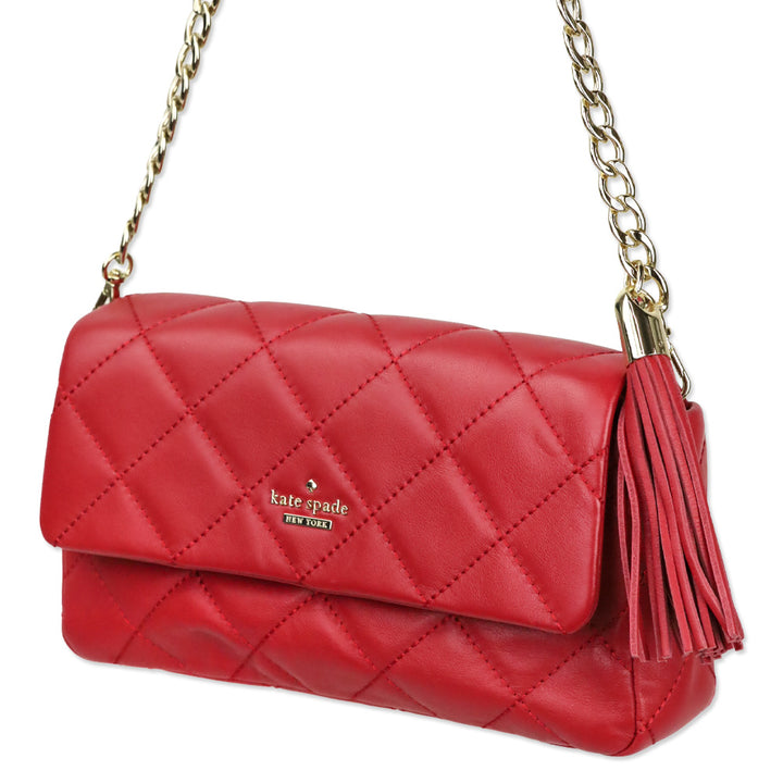 Kate Spade Hibiscus Red Emerson Place Serena Quilted Leather Crossbody