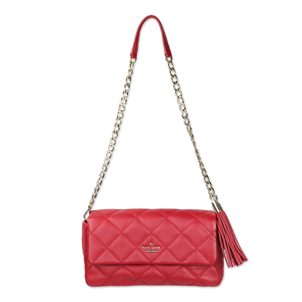 Kate Spade Hibiscus Red Emerson Place Serena Quilted Leather Crossbody