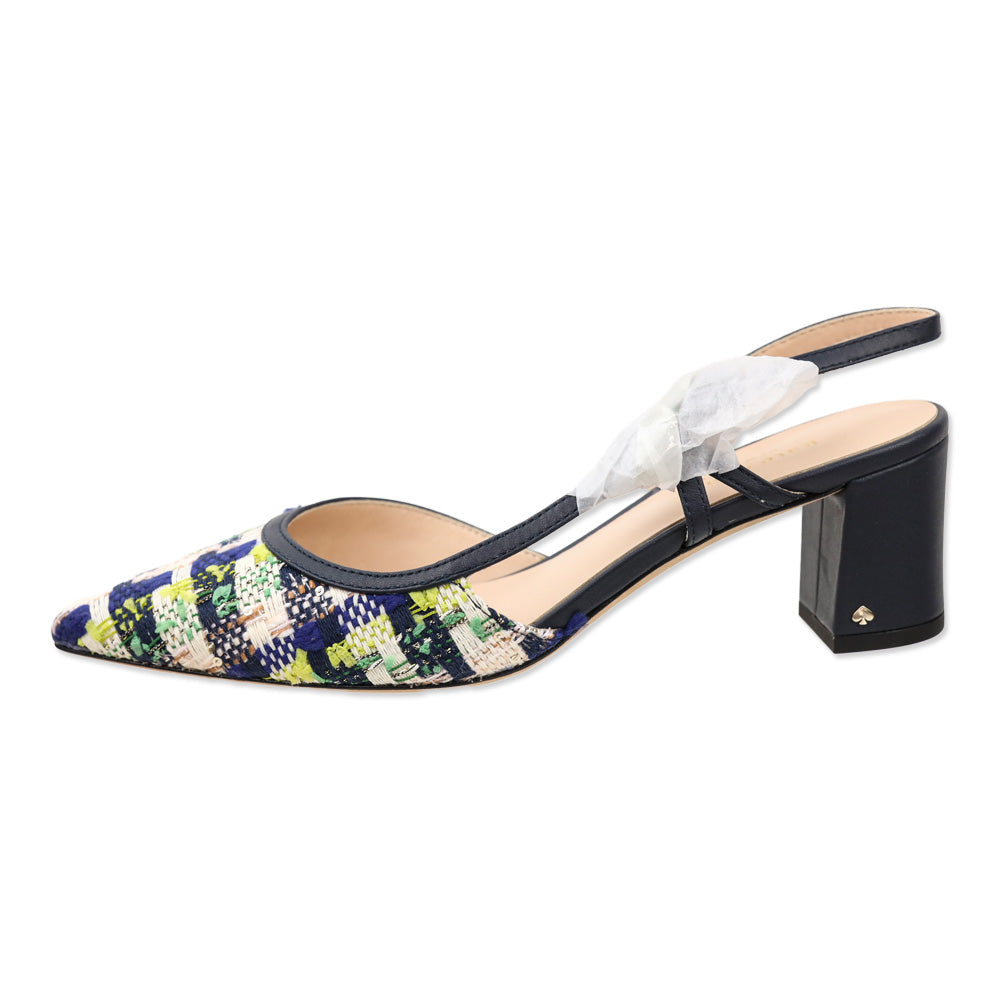 Kate Spade Juniper Multi Sienna Tweed Midge Bow Sling Pump