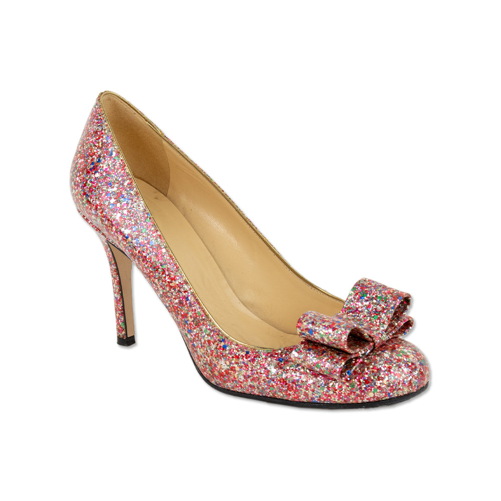 Kate Spade Krysta Pink Glitter Bow Pumps