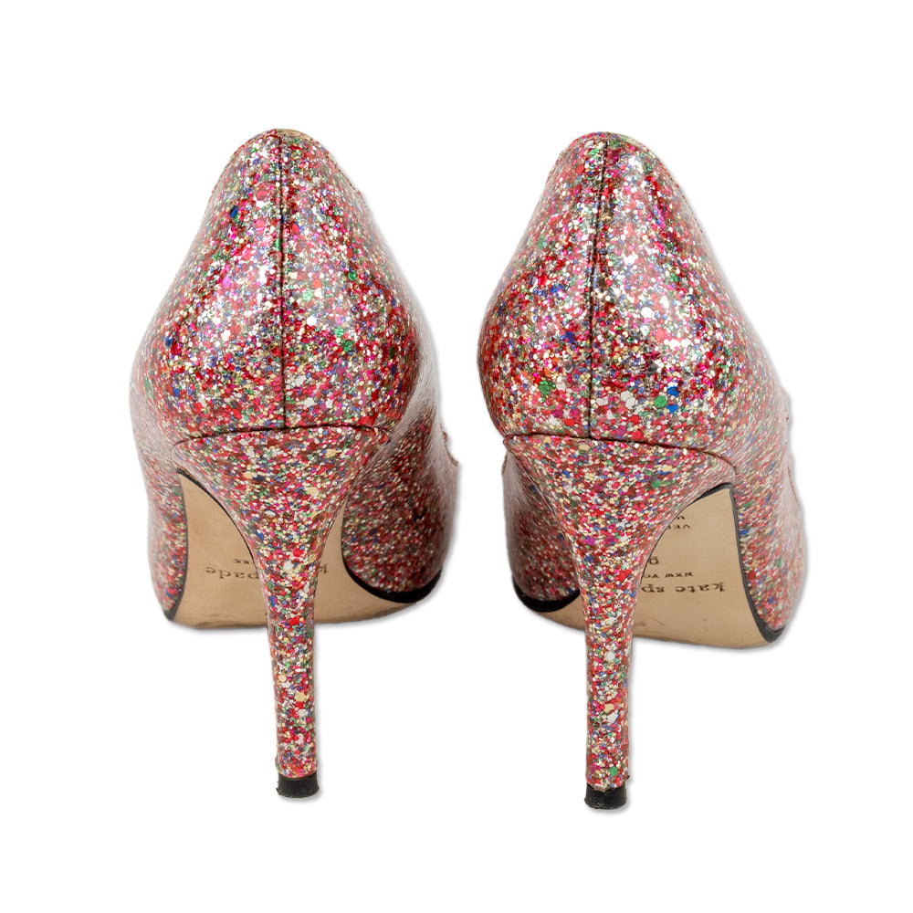 Kate Spade Krysta Pink Glitter Bow Pumps