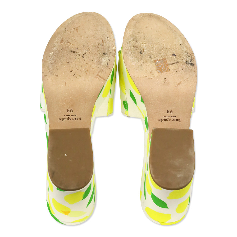 Kate Spade Lemon Toss/Parchment Printed Canvas Ibiza Platform Mule