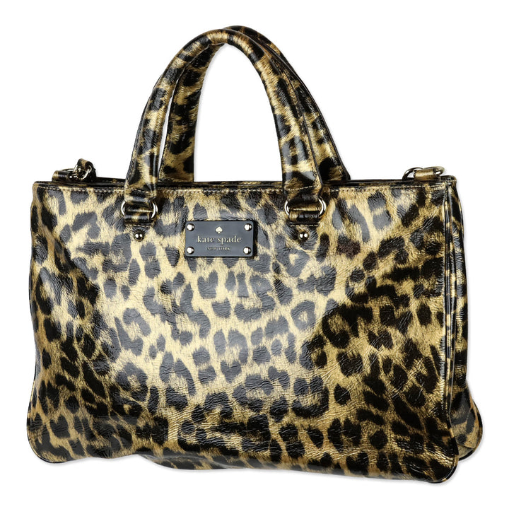 Kate Spade Leopard Print Patent Leather Fanfare Brette Satchel