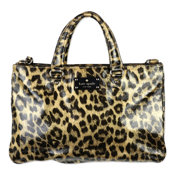 Kate Spade Leopard Print Patent Leather Fanfare Brette Satchel