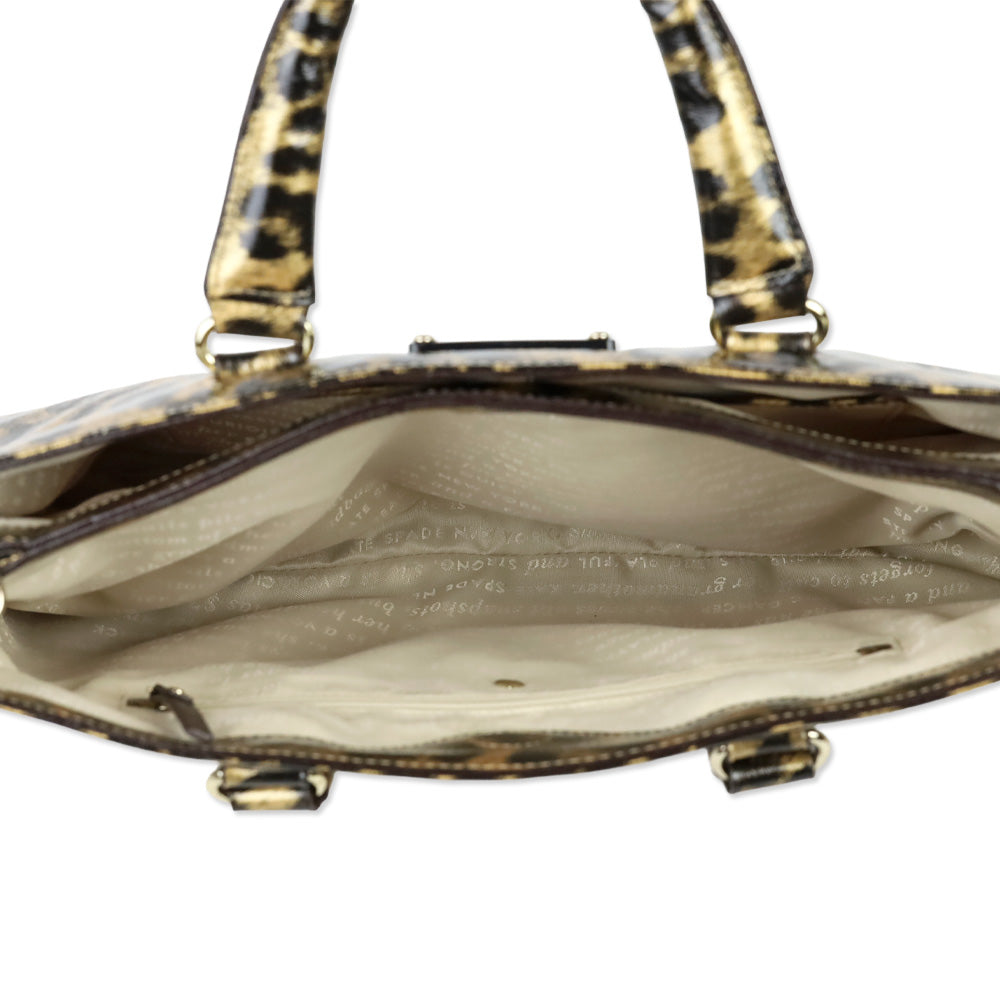 Kate Spade Leopard Print Patent Leather Fanfare Brette Satchel