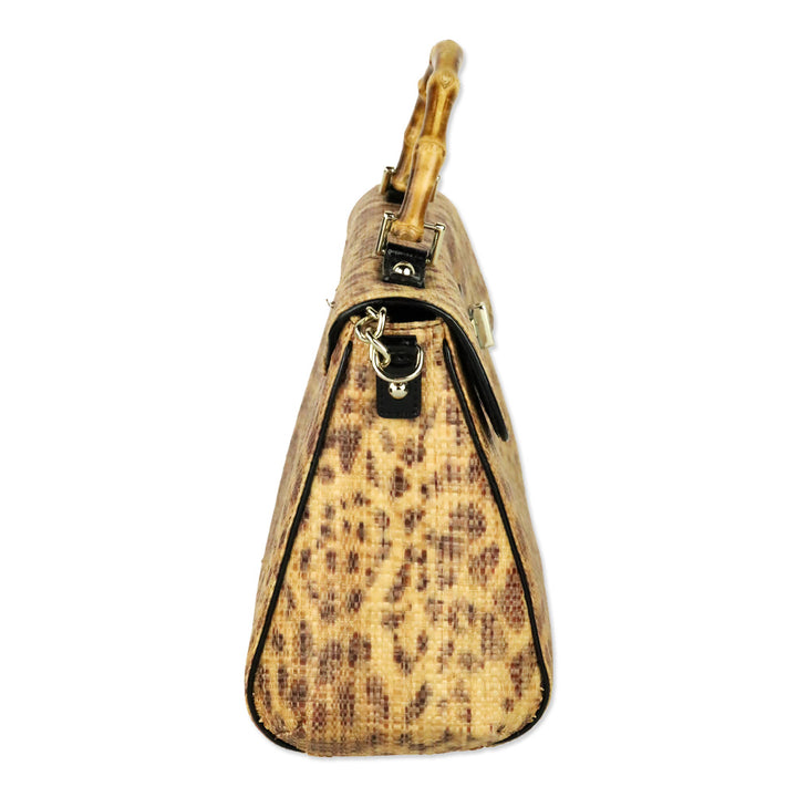 Kate Spade Leopard Print Raffia Tiki Little Nadine Bag