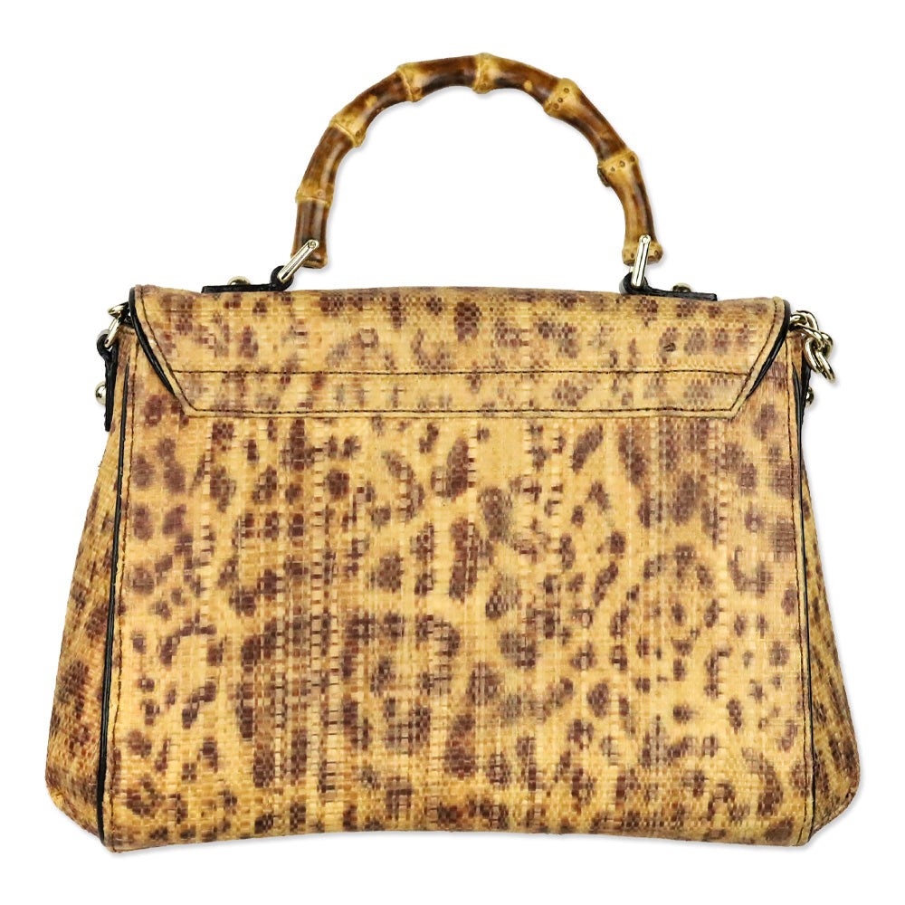 Kate Spade Leopard Print Raffia Tiki Little Nadine Bag
