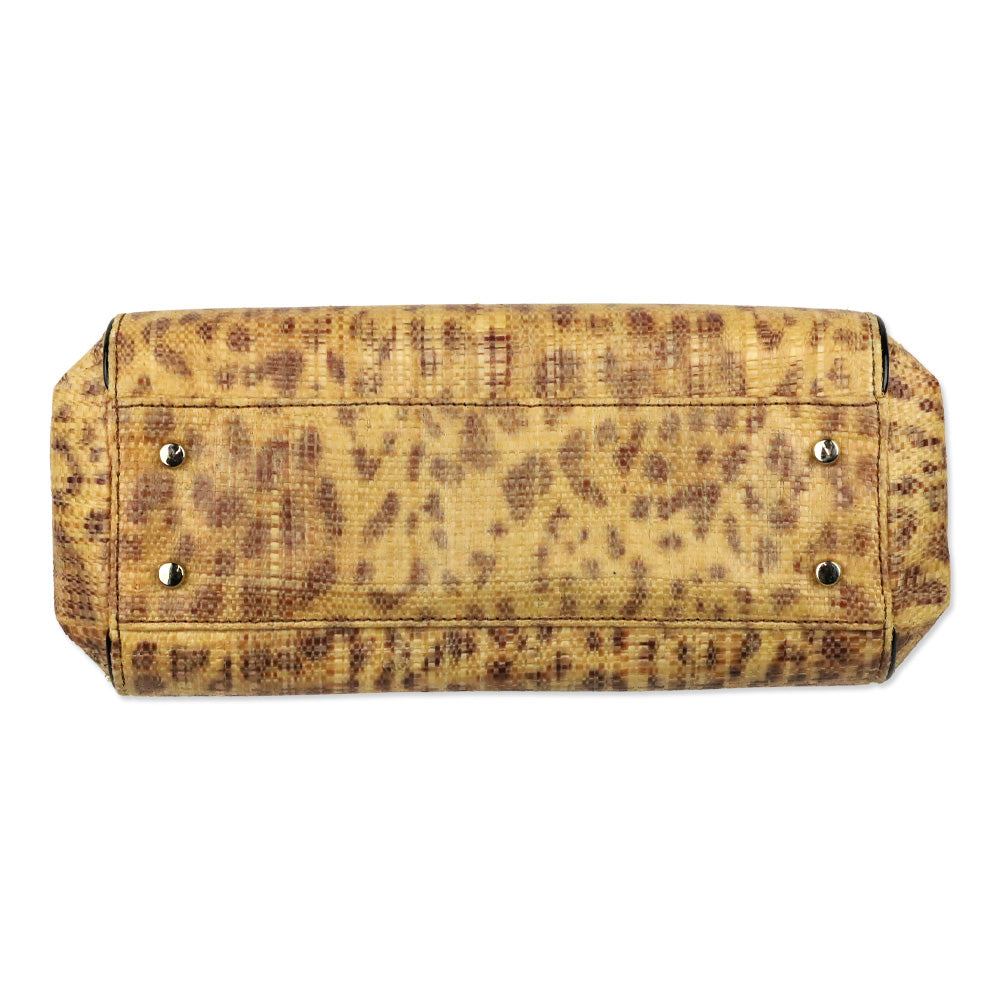 Kate Spade Leopard Print Raffia Tiki Little Nadine Bag
