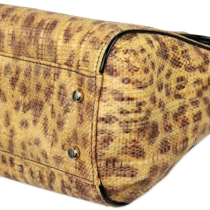 Kate Spade Leopard Print Raffia Tiki Little Nadine Bag