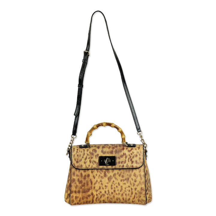 Kate Spade Leopard Print Raffia Tiki Little Nadine Bag