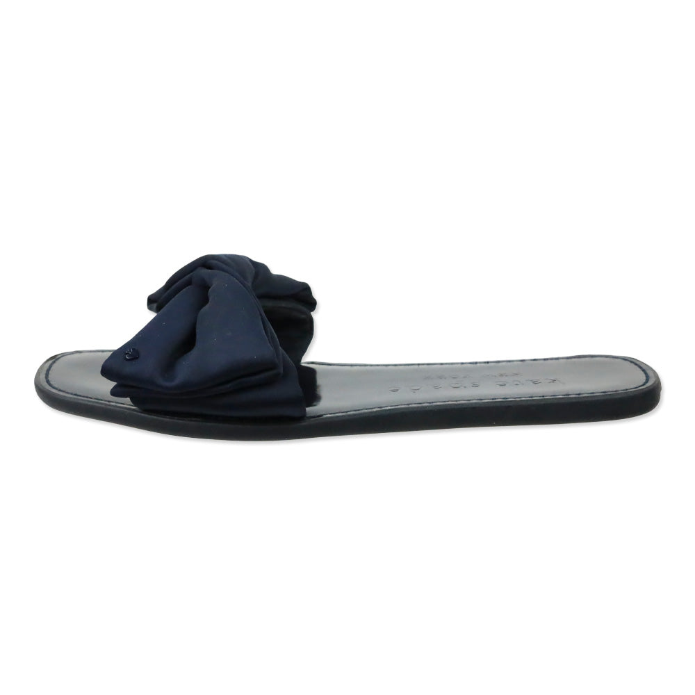 Kate Spade Navy Blue Bikini Bow Slides