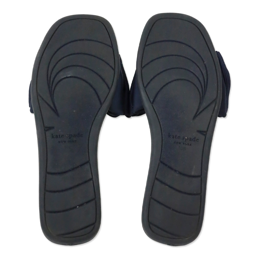 Kate Spade Navy Blue Bikini Bow Slides