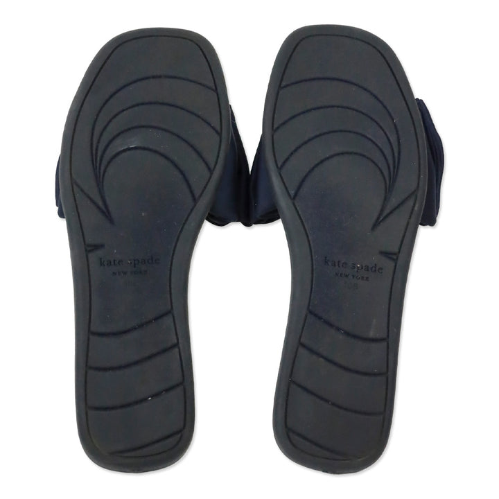 Kate Spade Navy Blue Bikini Bow Slides