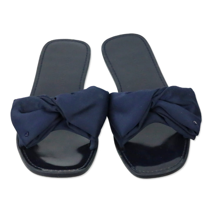 Kate Spade Navy Blue Bikini Bow Slides