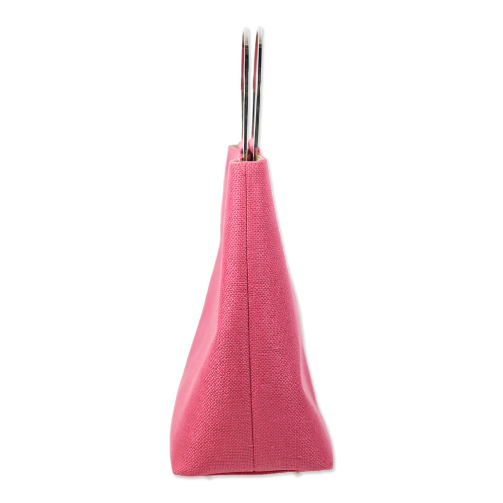 Kate Spade Pink Canvas Tote Bag with Metal Handle